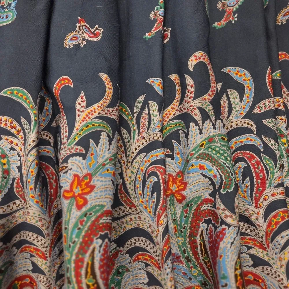Vintage Liz Claiborne Paisley Pleated Full Midi Skirt Cottagecore Rayon Blue 12